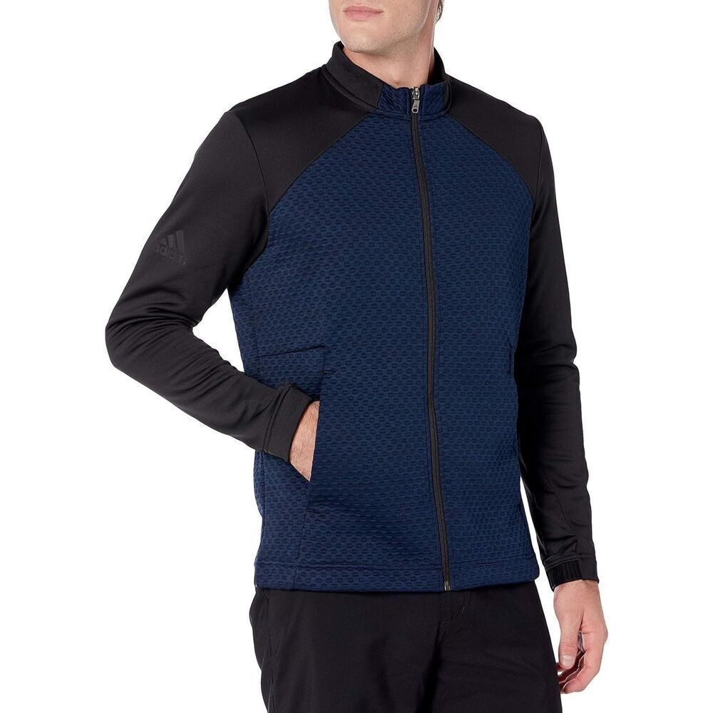 ADIDAS Golf Jacket Mens M Navy Blue Black Full Zip Warm Up‎ COLD RDY 2XL active